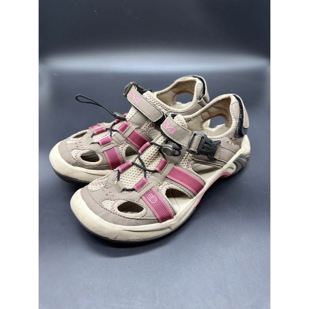 Teva Omnium Womens Hiking Sandals Taupe Pink Closed Toe Sport Shoes Size 8